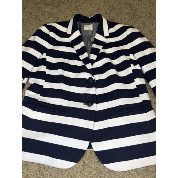 GAP THE ACADEMY BLAZER Striped Navy Nautical Academia Career Office Preppy Sz 6 - Picture 8 of 12